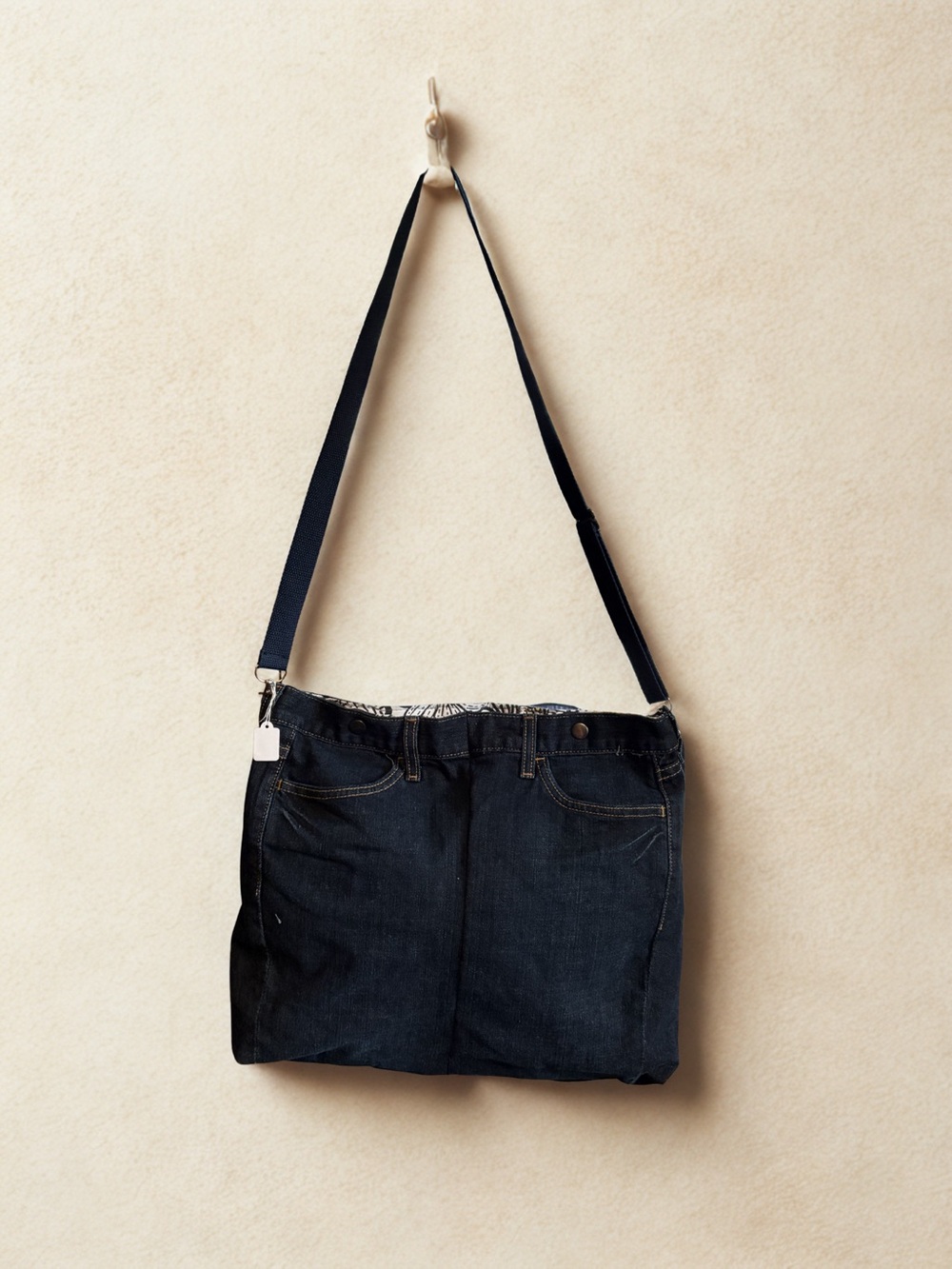 Dark Denim Crossbody Bag with Adjustable Strap